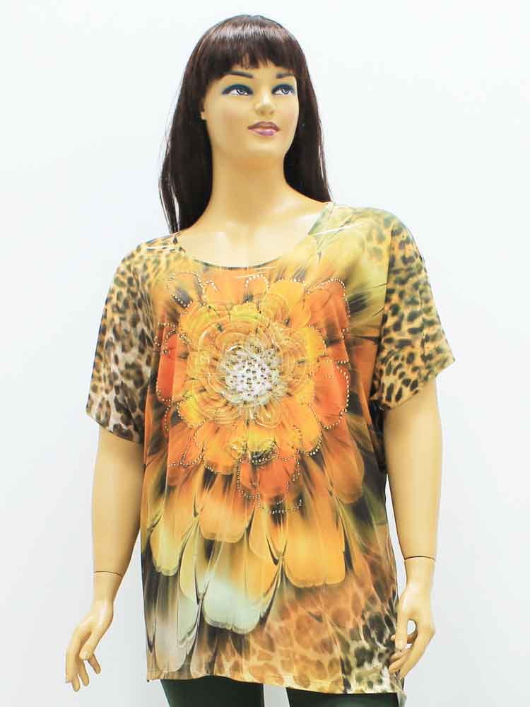 Блуза женская двухслойная с 3D принтом большого размера. Магазин «Пышная Дама», Луганск.