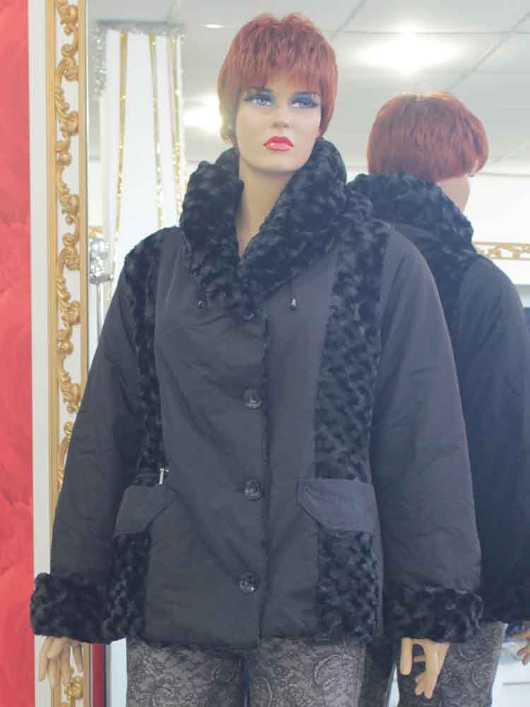 Куртка зимняя двухсторонняя комбинированная с искусственным мехом большого размера. Магазин «Пышная Дама», Луганск.
