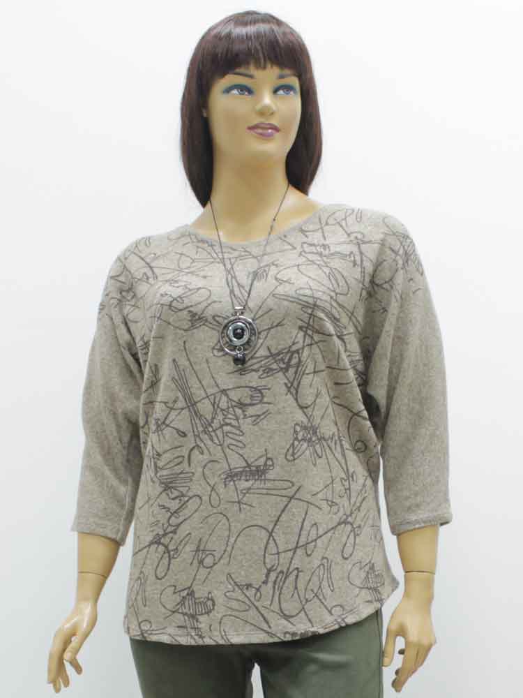 Блуза женская трикотажная с декоративным принтом большого размера. Магазин «Пышная Дама», Луганск.