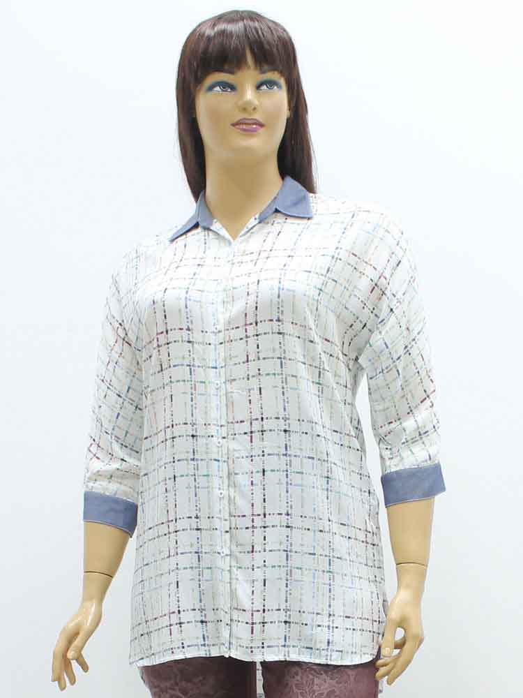 Сорочка (рубашка) женская из хлопка комбинированная большого размера, 2019. Магазин «Пышная Дама», Луганск.