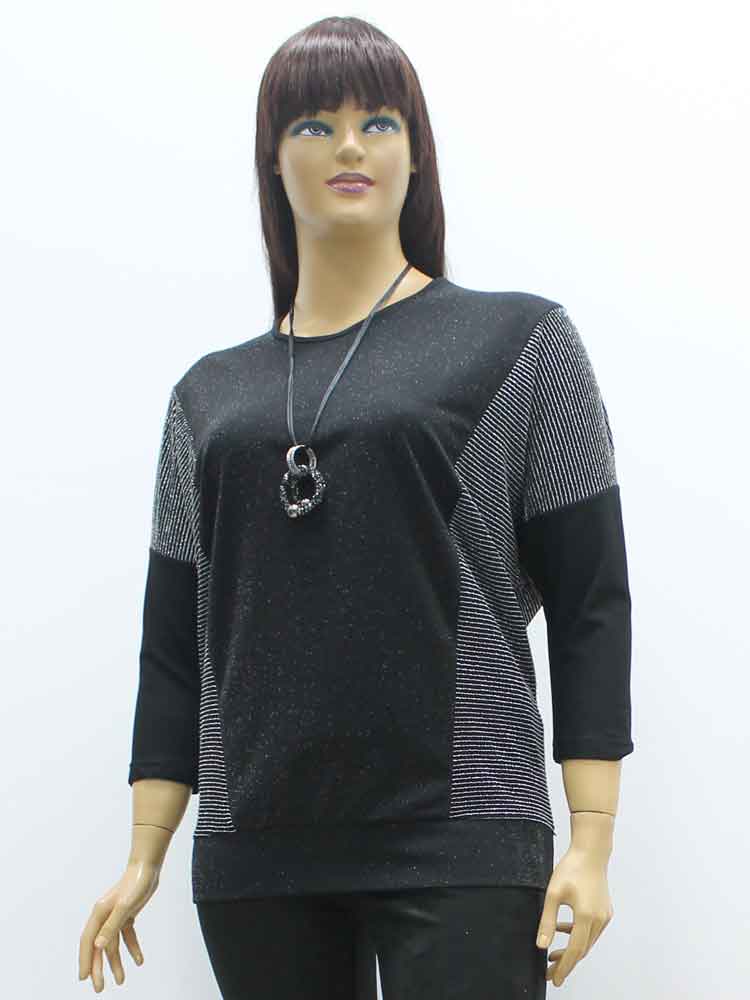 Блуза женская трикотажная  комбинированная с люрексом большого размера. Магазин «Пышная Дама», Луганск.
