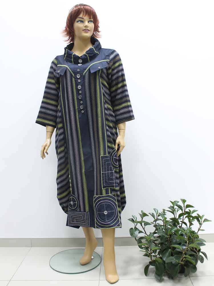 Платье комбинированное с аппликацией (бохо) большого размера. Магазин «Пышная Дама», Луганск.
