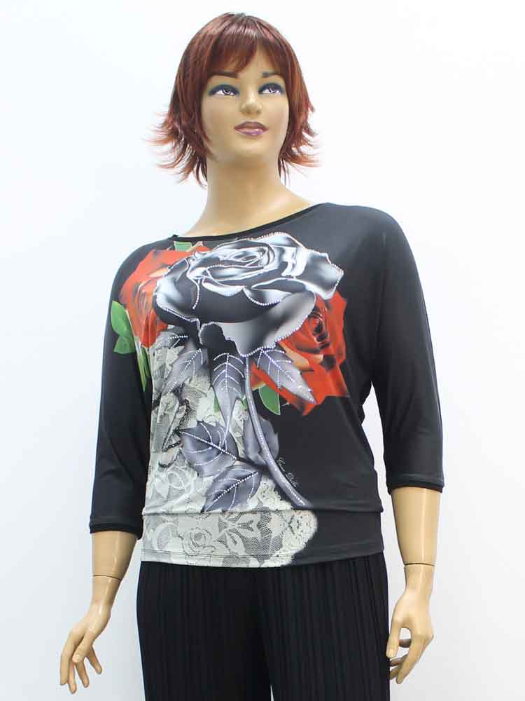 Блуза женская с декоративным принтом большого размера. Магазин «Пышная Дама», Луганск.