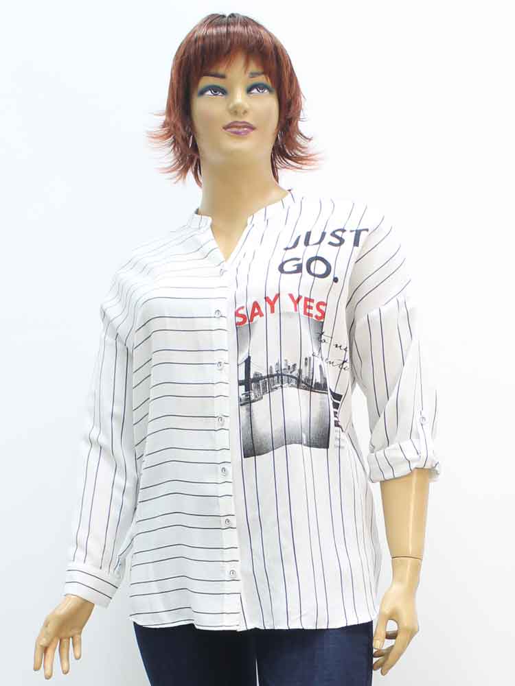 Блуза женская из вискозы с декоративным принтом большого размера. Магазин «Пышная Дама», Луганск.