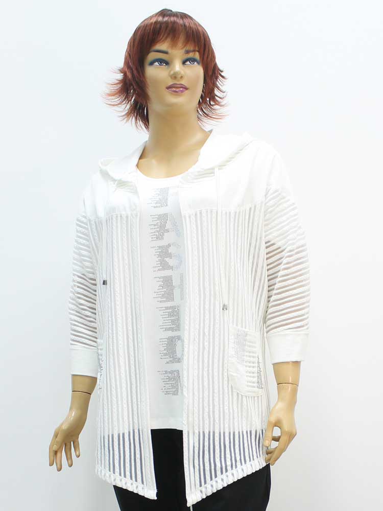 Блуза женская двойка (футболка и кардиган) из вискозы с аппликацией большого размера. Магазин «Пышная Дама», Луганск.