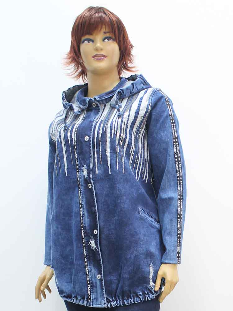 Куртка легкая женская джинсовая с аппликацией большого размера, 2020. Магазин «Пышная Дама», Луганск.