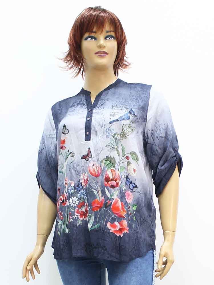 Блуза женская из вискозы с цветочным принтом большого размера. Магазин «Пышная Дама», Луганск.