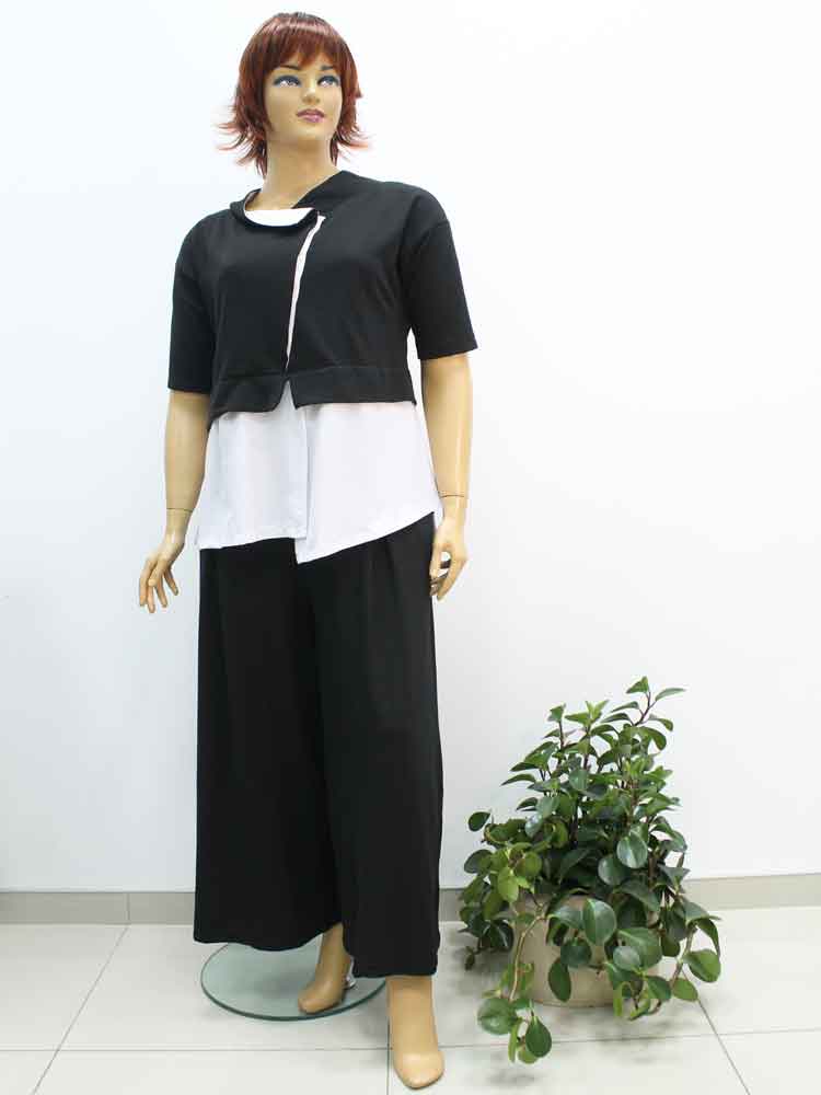 Костюм женский (блуза и брюки кюлоты) трикотажный комбинированный большого размера. Магазин «Пышная Дама», Луганск.