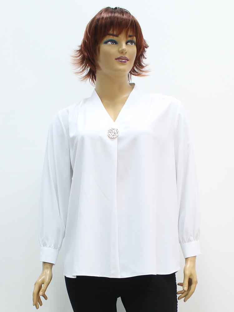Блуза женская из мокрого шелка и брошь в комплекте большого размера. Магазин «Пышная Дама», Луганск.