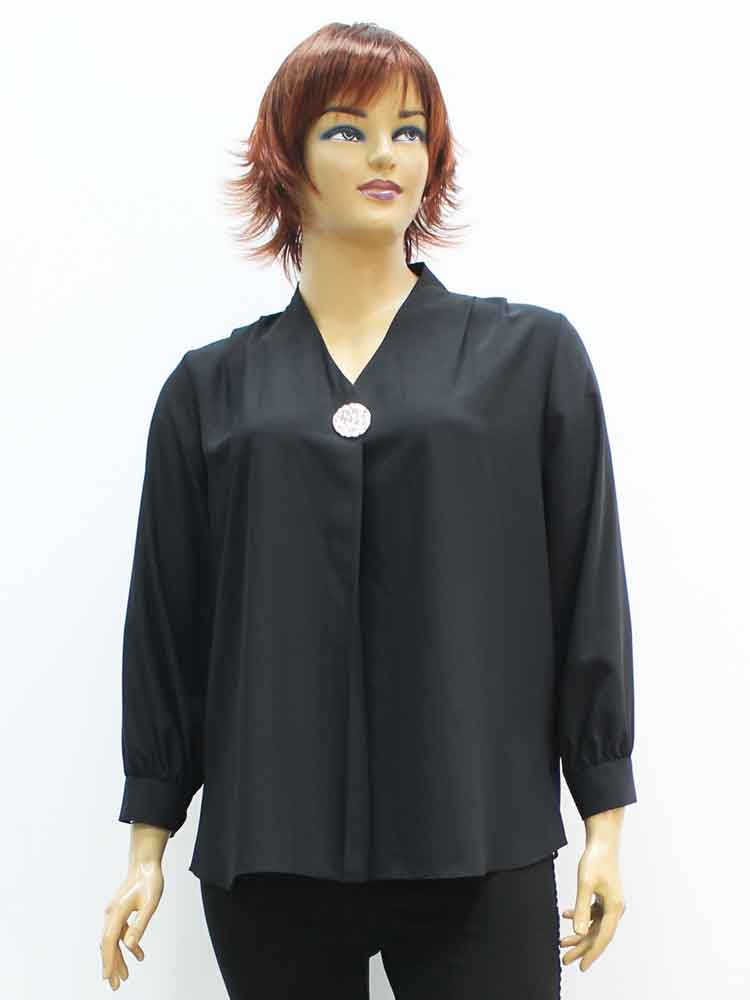 Блуза женская из мокрого шелка и брошь в комплекте большого размера. Магазин «Пышная Дама», Луганск.