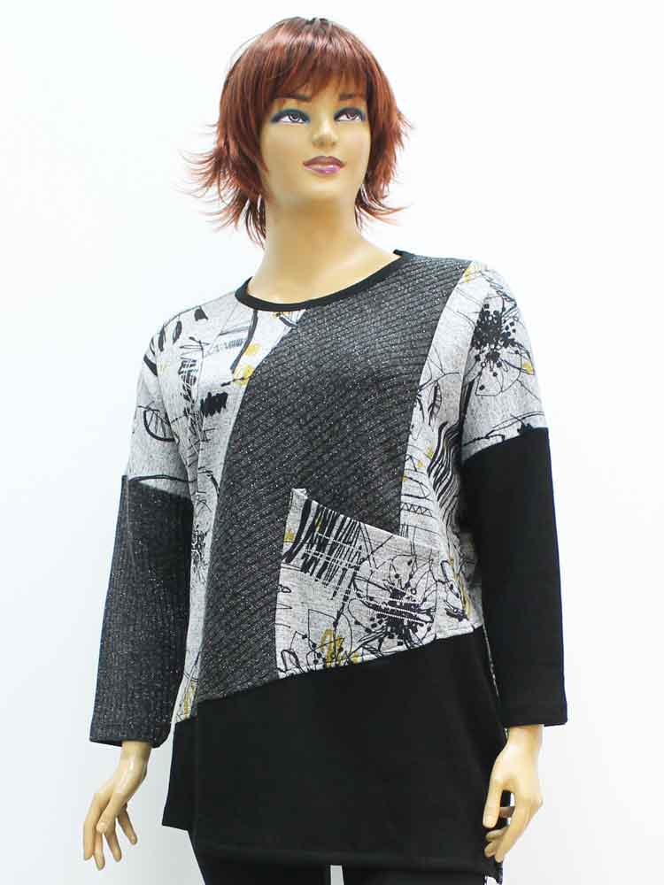 Блуза женская трикотажная комбинированная большого размера. Магазин «Пышная Дама», Луганск.