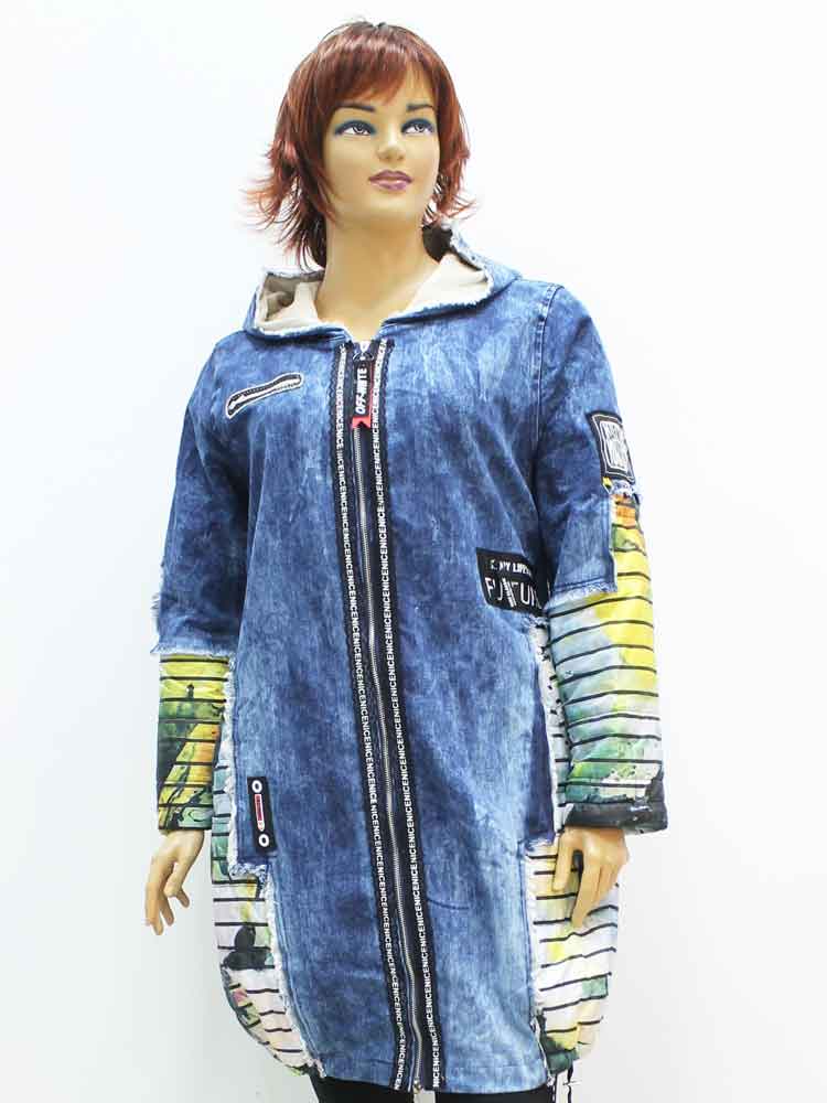 Куртка демисезонная женская комбинированная большого размера, 2020. Магазин «Пышная Дама», Луганск.