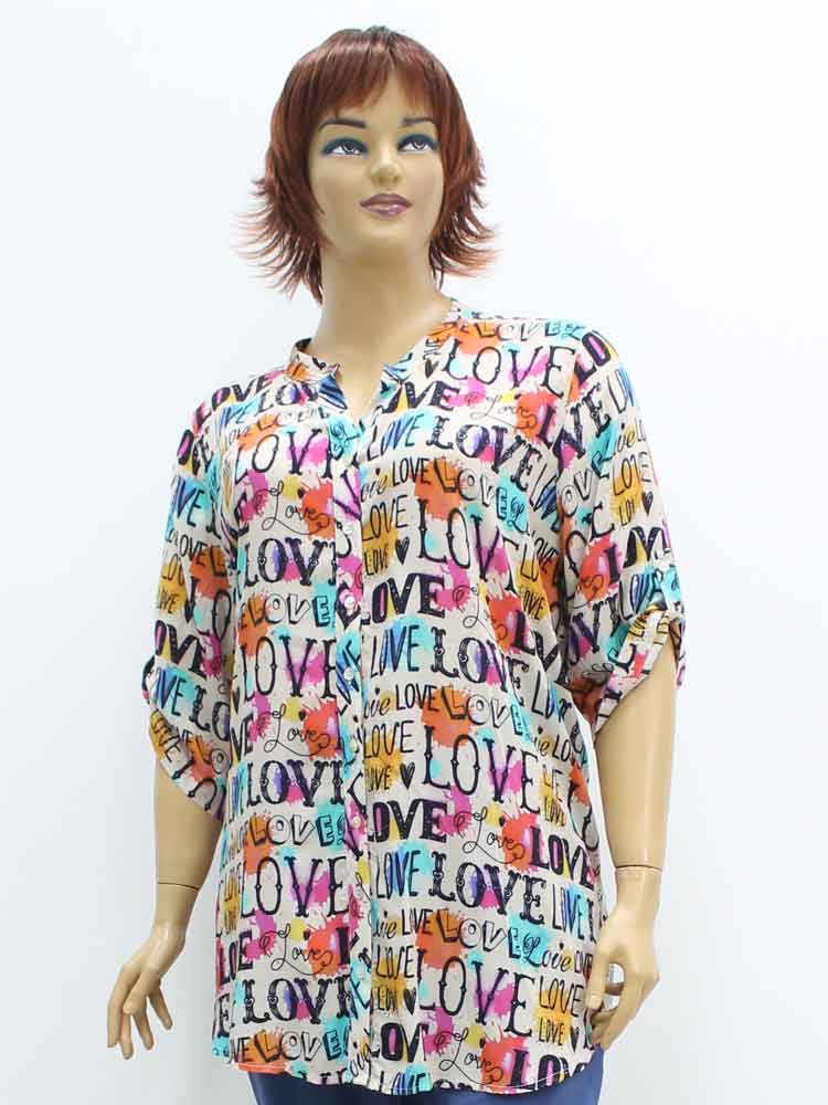 Блуза женская из вискозы с текстовым принтом большого размера. Магазин «Пышная Дама», Луганск.