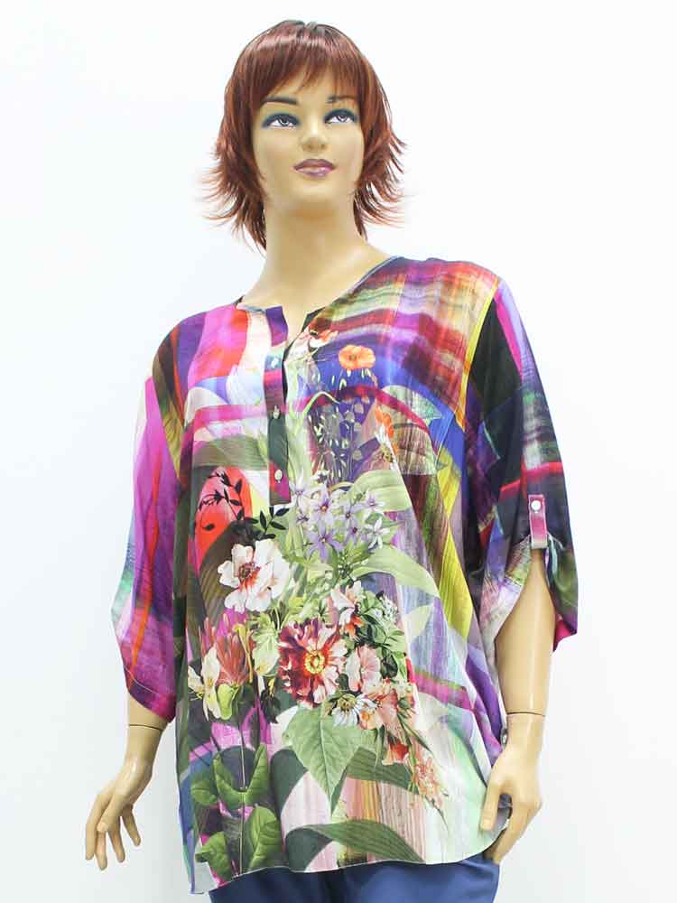 Блуза женская из вискозы с цветочным принтом большого размера. Магазин «Пышная Дама», Луганск.