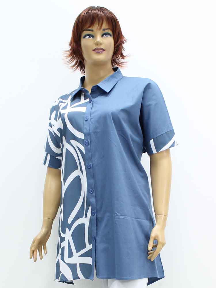 Сорочка (рубашка) женская из хлопка комбинированная большого размера, 2021. Магазин «Пышная Дама», Луганск.