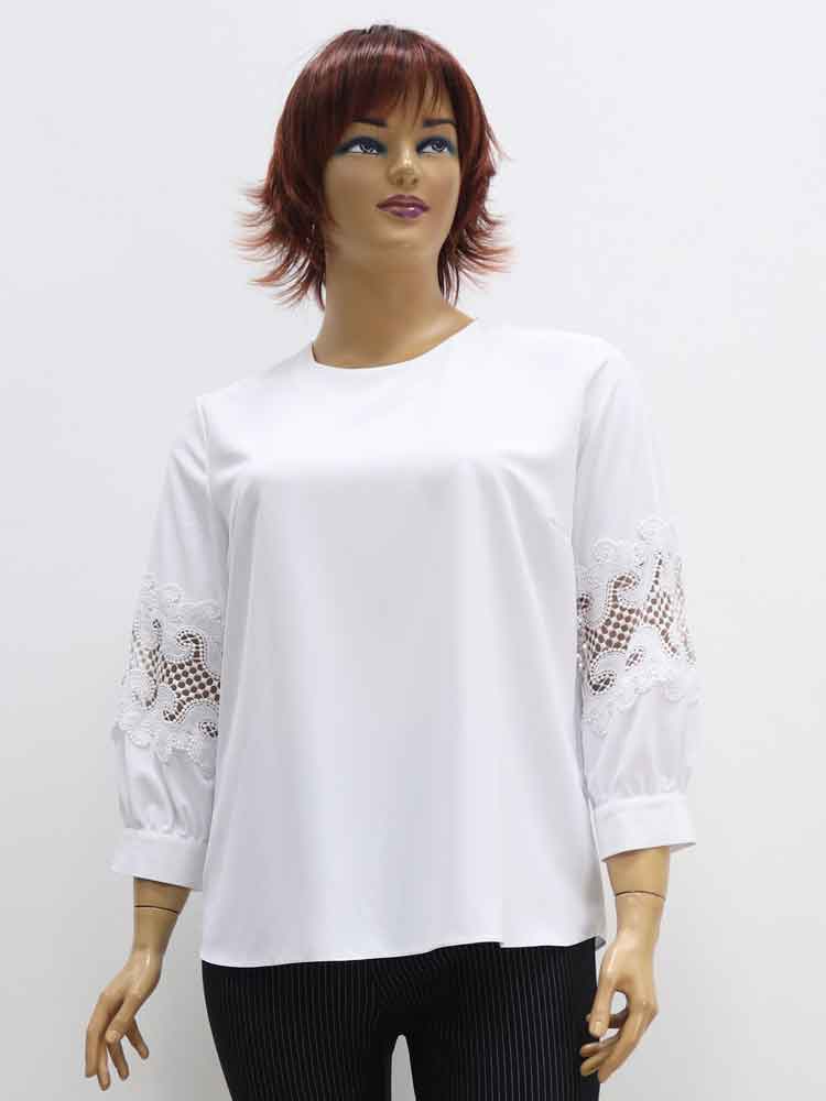 Блуза женская из мокрого шелка с кружевной отделкой большого размера. Магазин «Пышная Дама», Луганск.