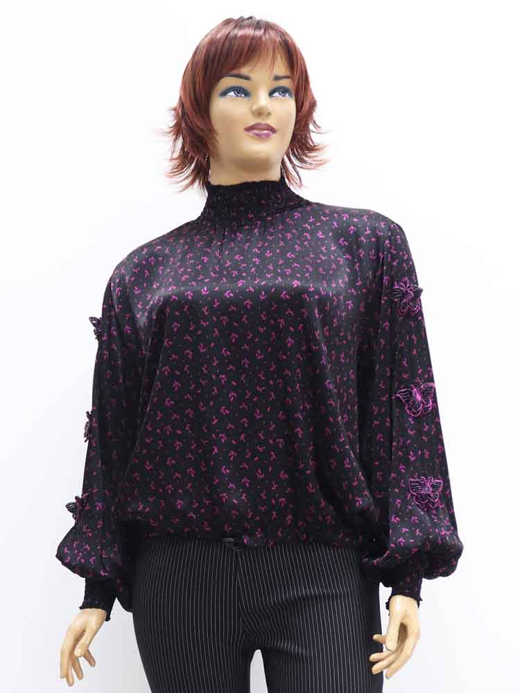 Блуза женская из стрейч атласа большого размера, 2021. Магазин «Пышная Дама», Луганск.