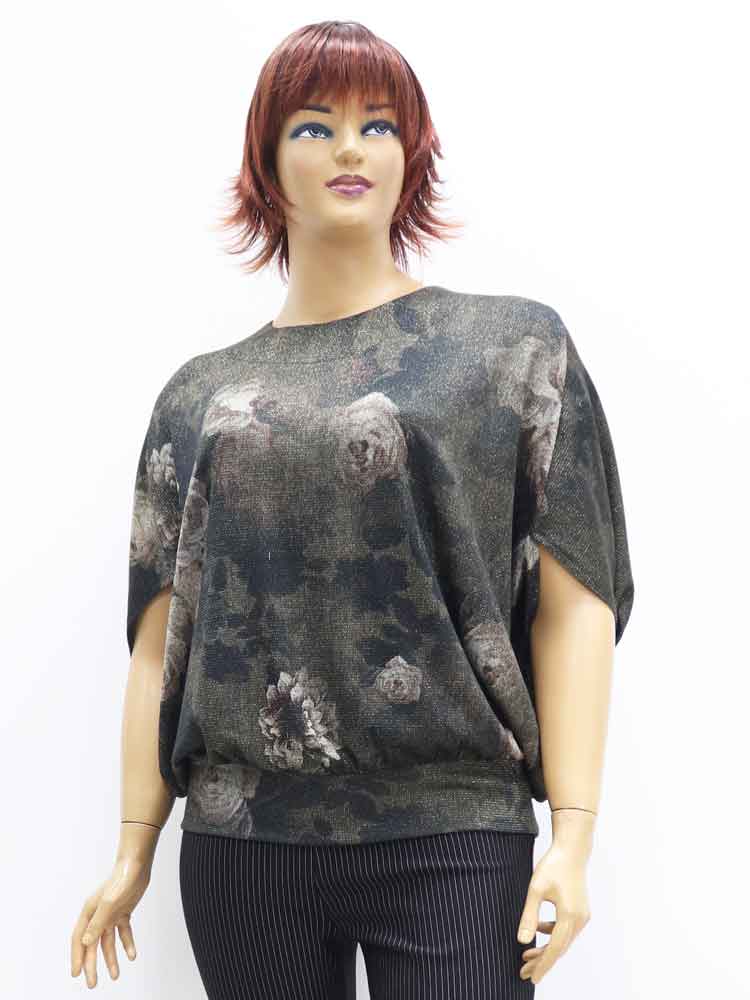 Блуза женская трикотажная с люрексом на манжете большого размера, 2021. Магазин «Пышная Дама», Луганск.