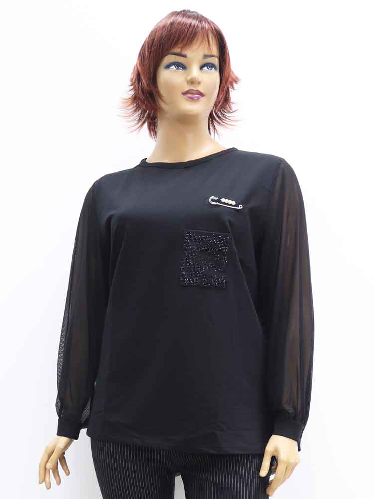 Блуза женская трикотажная комбинированная с сеткой большого размера. Магазин «Пышная Дама», Луганск.