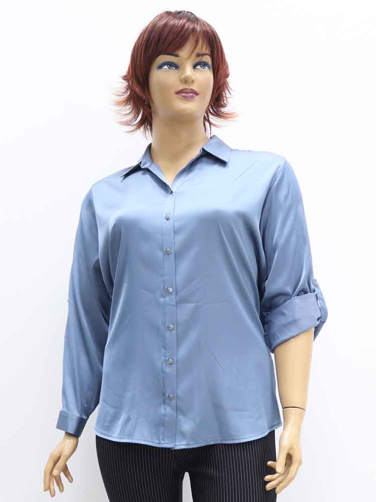 Сорочка (рубашка) женская из стрейч атласа большого размера, 2021. Магазин «Пышная Дама», Луганск.