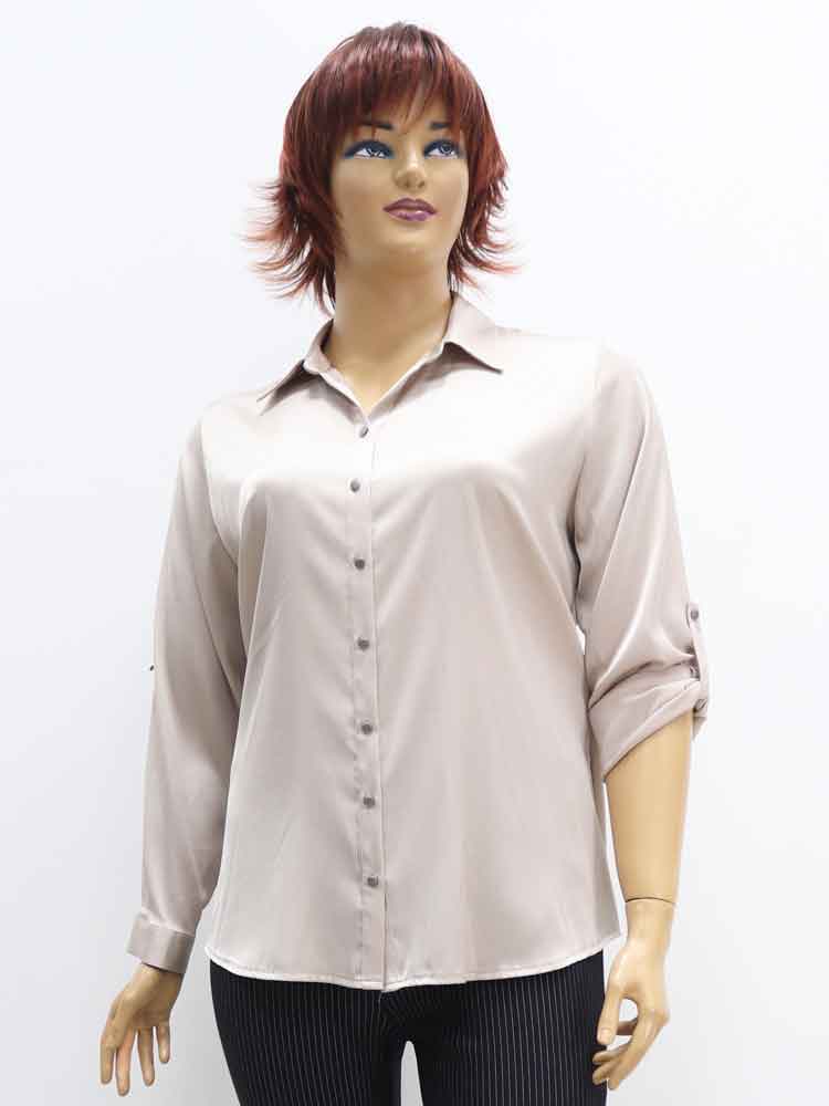 Сорочка (рубашка) женская из стрейч атласа большого размера, 2021. Магазин «Пышная Дама», Луганск.
