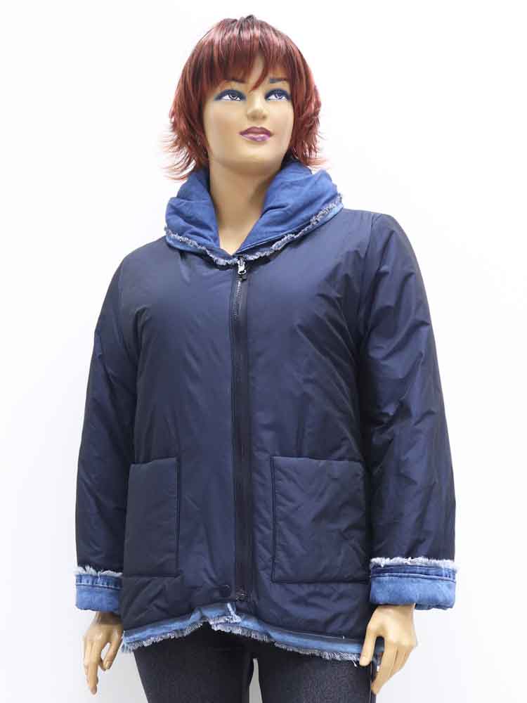 Куртка демисезонная женская двухсторонняя (сторона 1) большого размера, 2021. Магазин «Пышная Дама», Луганск.