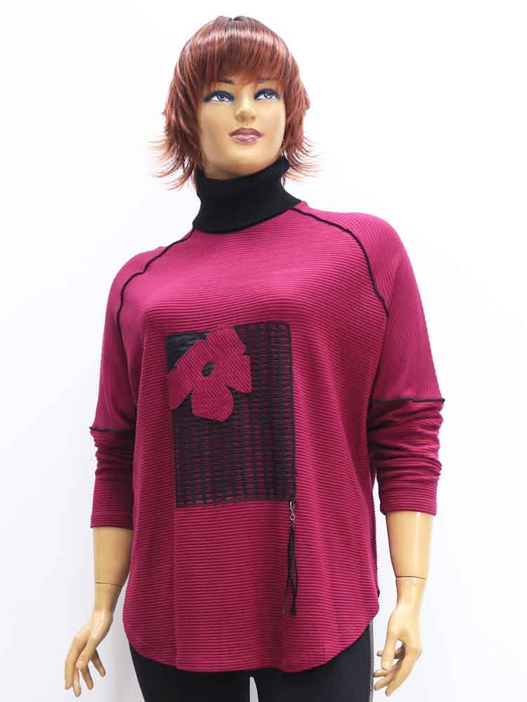 Блуза женская трикотажная с аппликацией большого размера. Магазин «Пышная Дама», Луганск.