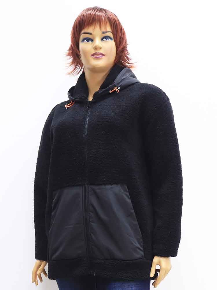 Кофта женская из микрофибры с капюшоном большого размера, 2022. Магазин «Пышная Дама», Луганск.