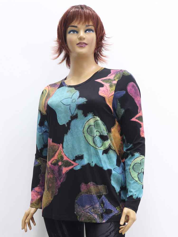 Блуза женская трикотажная с абстрактным принтом большого размера, 2023. Магазин «Пышная Дама», Луганск.