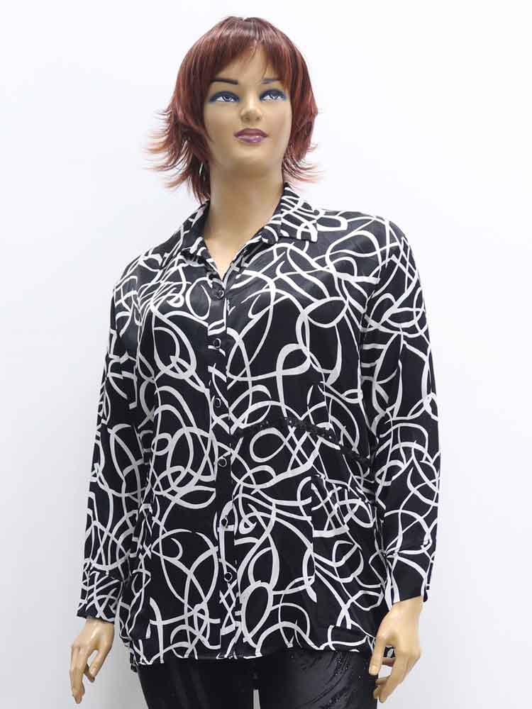 Сорочка (рубашка) женская из стрейч атласа и аппликацией большого размера. Магазин «Пышная Дама», Луганск.