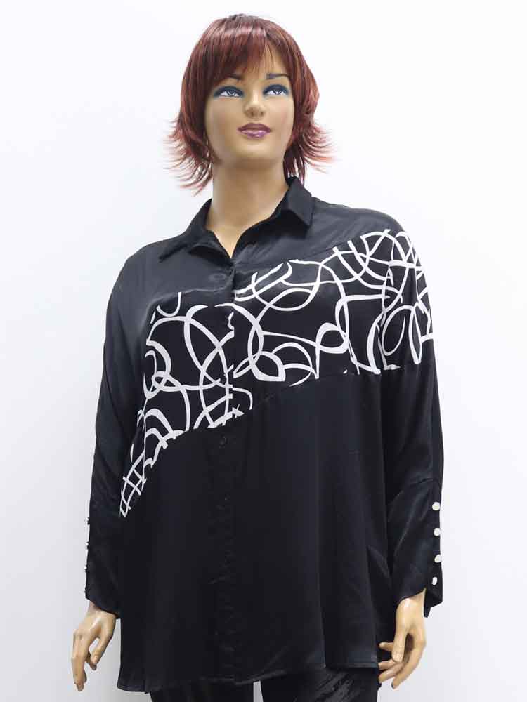 Сорочка (рубашка) женская из стрейч атласа комбинированная большого размера. Магазин «Пышная Дама», Луганск.