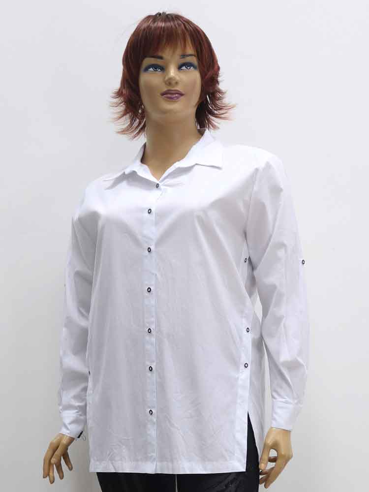 Сорочка (рубашка) женская из хлопка со стрейчем классическая большого размера. Магазин «Пышная Дама», Луганск.