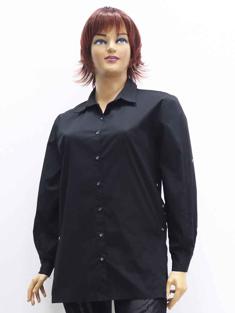 Сорочка (рубашка) женская из хлопка со стрейчем классическая большого размера. Магазин «Пышная Дама», Луганск.