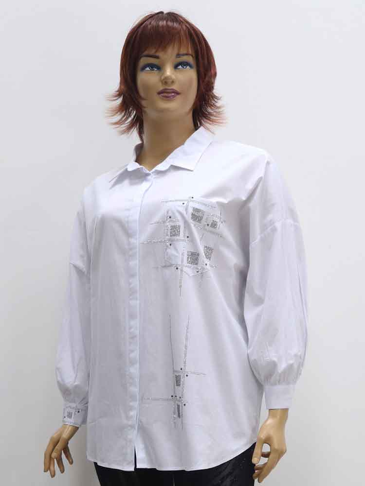 Сорочка (рубашка) женская стрейчевая с аппликацией большого размера. Магазин «Пышная Дама», Луганск.