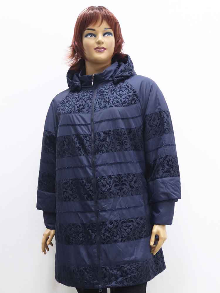 Куртка демисезонная женская комбинированная с капюшоном большого размера, 2023. Магазин «Пышная Дама», Луганск.