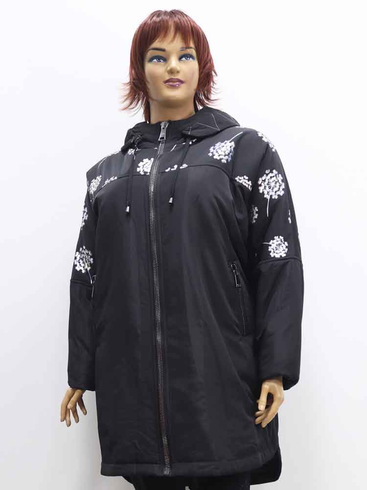 Куртка демисезонная женская с декоративным принтом большого размера. Магазин «Пышная Дама», Луганск.