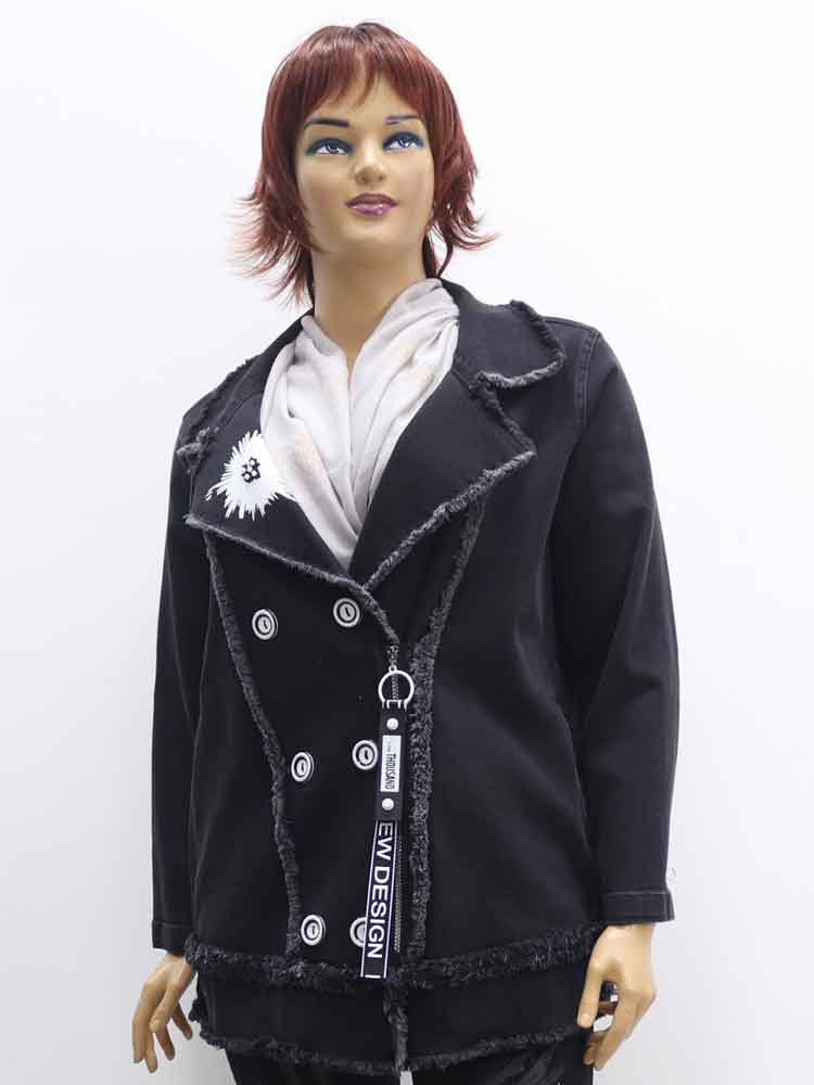 Куртка легкая (ветровка) женская джинсовая с декоративным принтом большого размера. Магазин «Пышная Дама», Луганск.